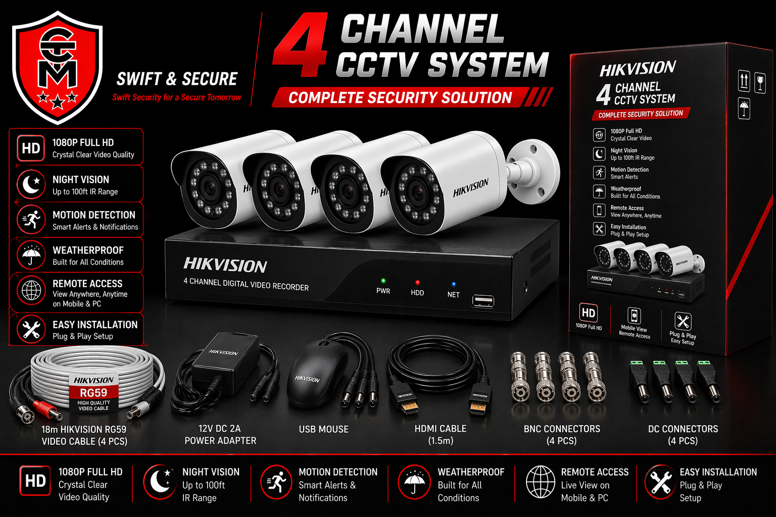 4 Camera CCTV Package